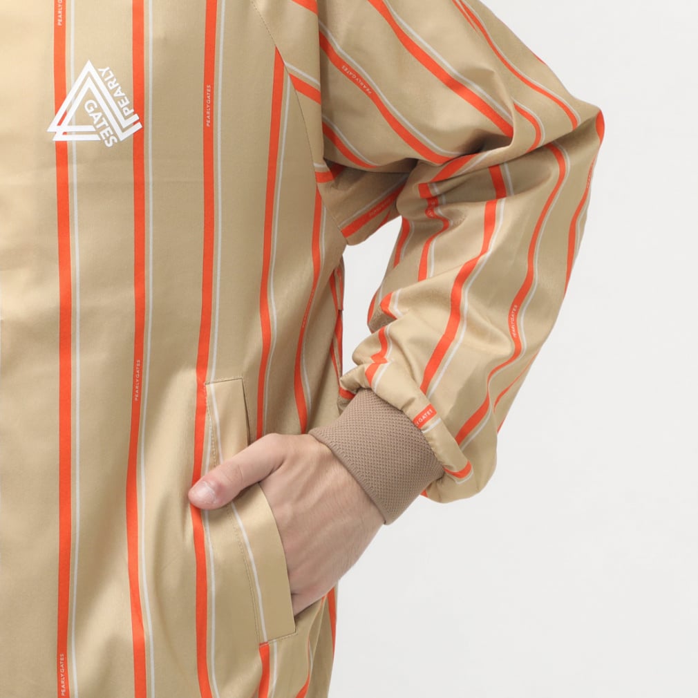 PEARLY GATES Men's Golf Wear CRAFTEVO Polyester Stretch Jacquard Ribbon Stripe Pattern 0534220905