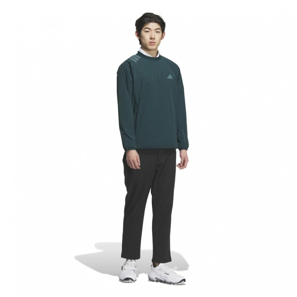 adidas Men's Golf Wear Water-Repellent Three Stripes Pullover Windbreaker JVU99