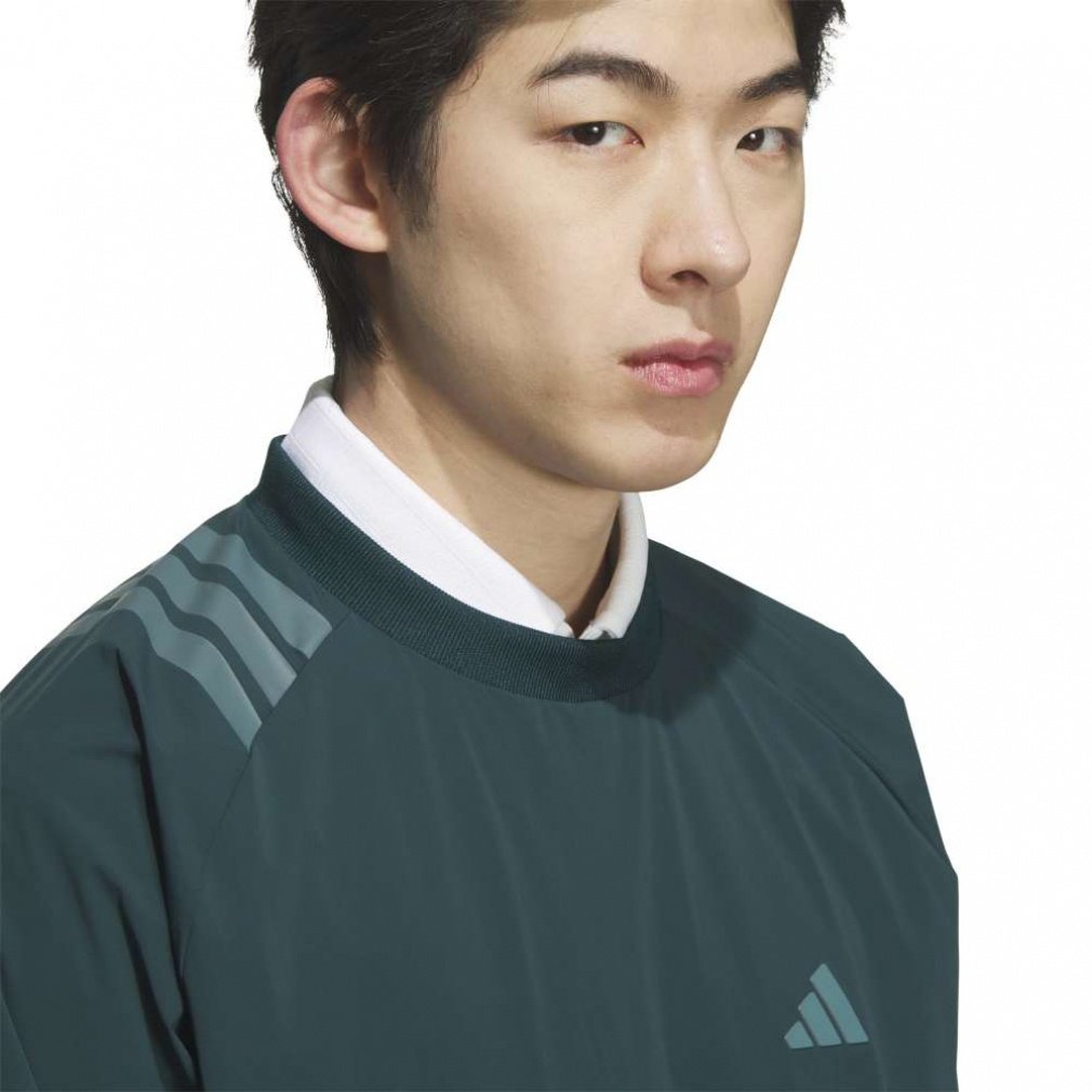 adidas Men's Golf Wear Water-Repellent Three Stripes Pullover Windbreaker JVU99