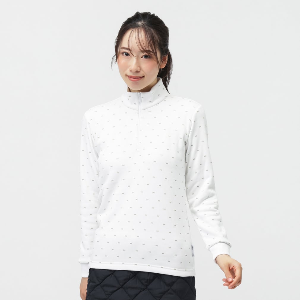 TIGORA Ladies' Golf Wear +5°C iHEAT Patterned Half-Zip Shirt TR-1L2535Z-HWH