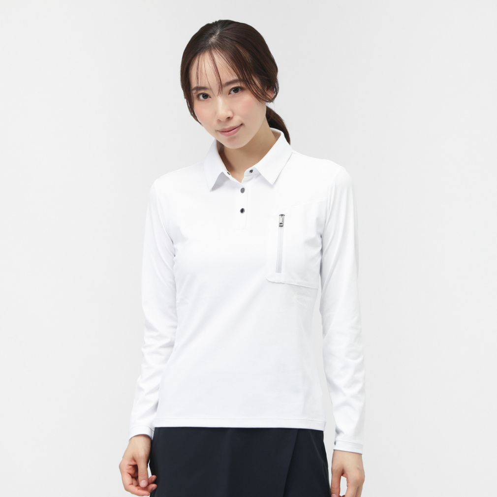 DESCENTE GOLF Women's Golf Apparel Long Sleeve Polo Shirt with Chest Zip Pocket DG5FLS50L