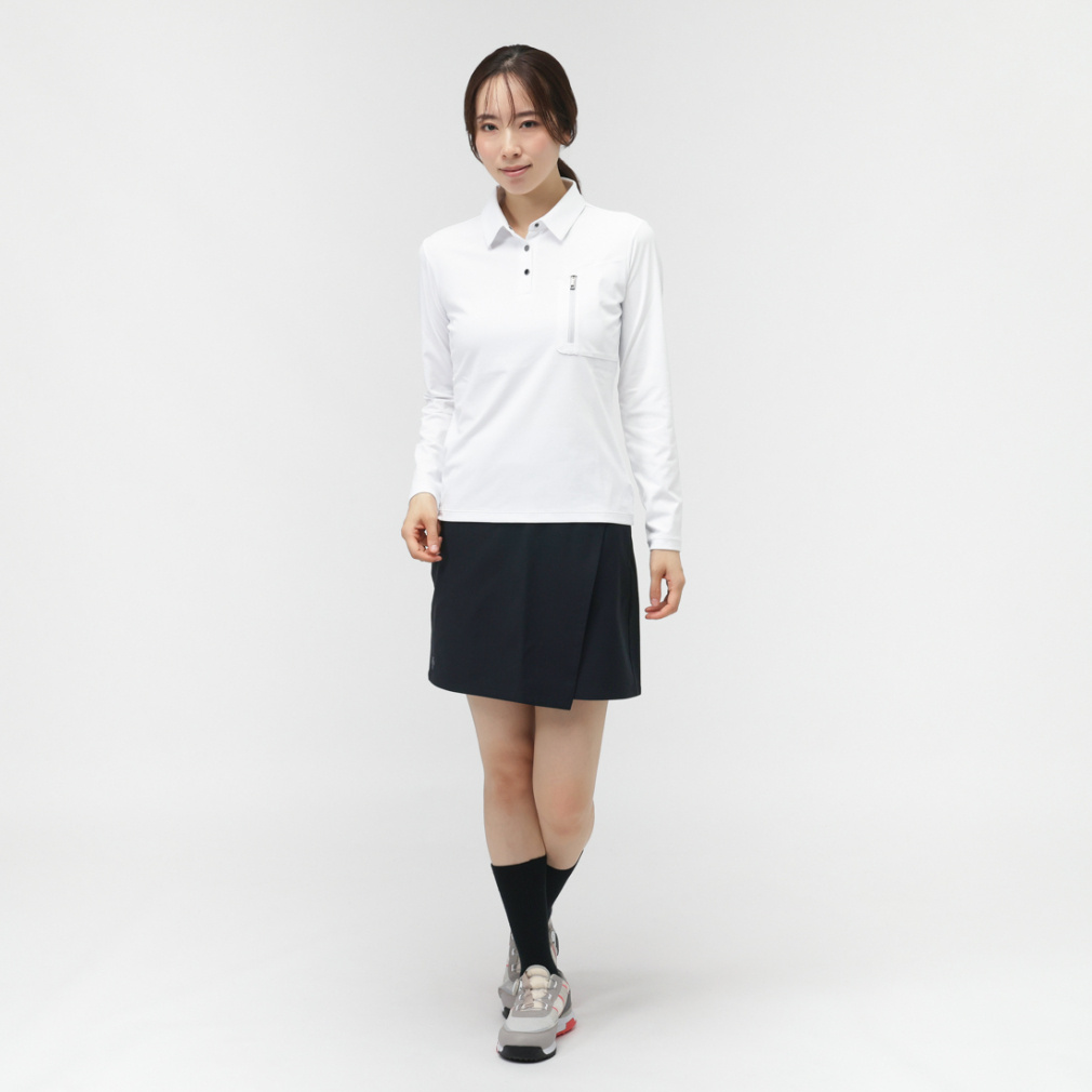 DESCENTE GOLF Women's Golf Apparel Long Sleeve Polo Shirt with Chest Zip Pocket DG5FLS50L