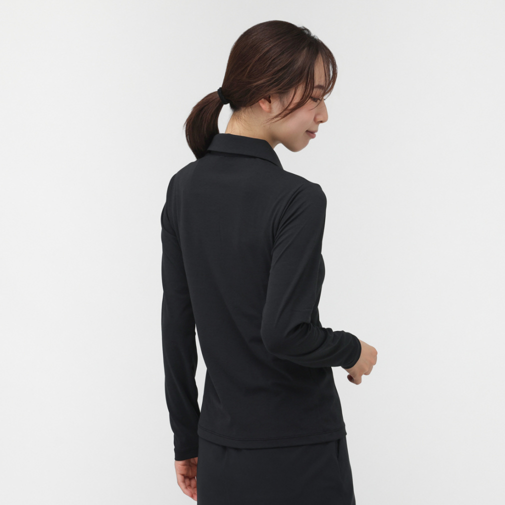 DESCENTE GOLF Women's Golf Apparel Long Sleeve Polo Shirt with Chest Zip Pocket DG5FLS50L