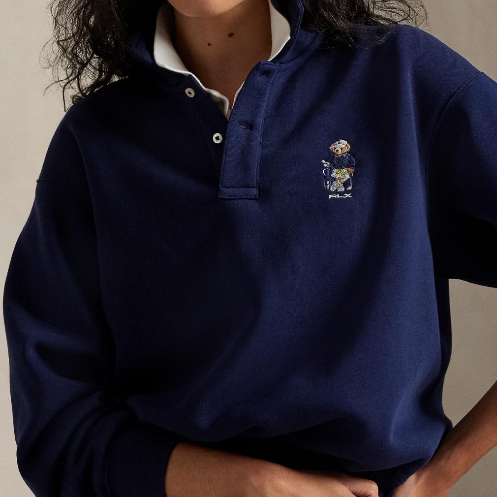 RALPH LAUREN Women's Golf Apparel Polo Bear Fleece Long Sleeve Polo Shirt FW25-2652