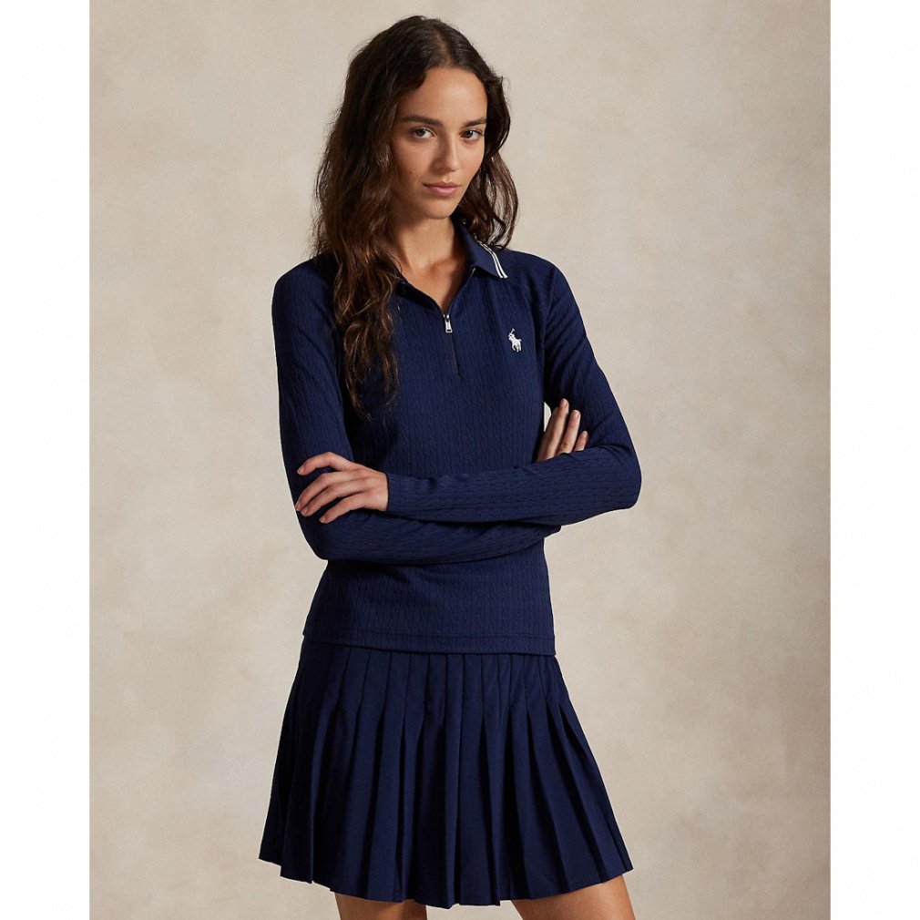 RALPH LAUREN Women's Golf Apparel Cable Quarter Zip Long Sleeve Polo Shirt FW25-2654