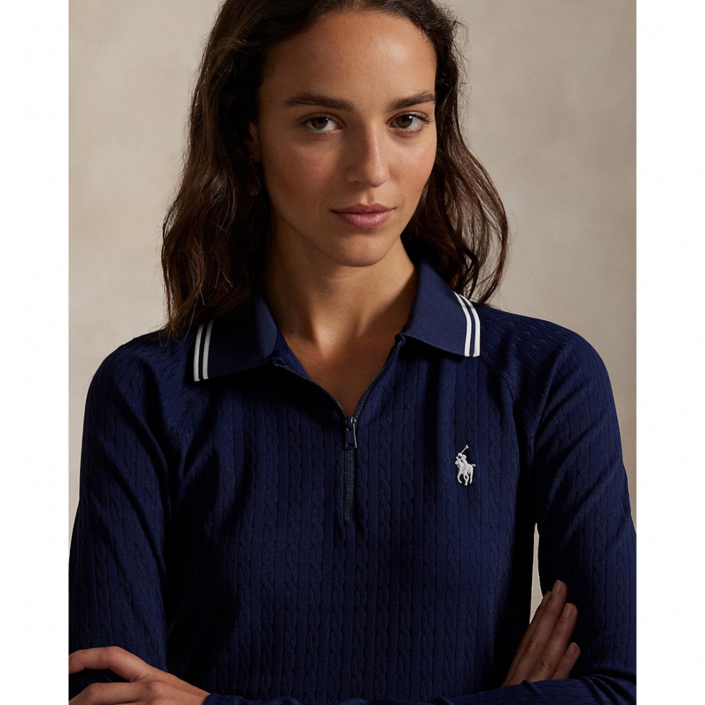 RALPH LAUREN Women's Golf Apparel Cable Quarter Zip Long Sleeve Polo Shirt FW25-2654