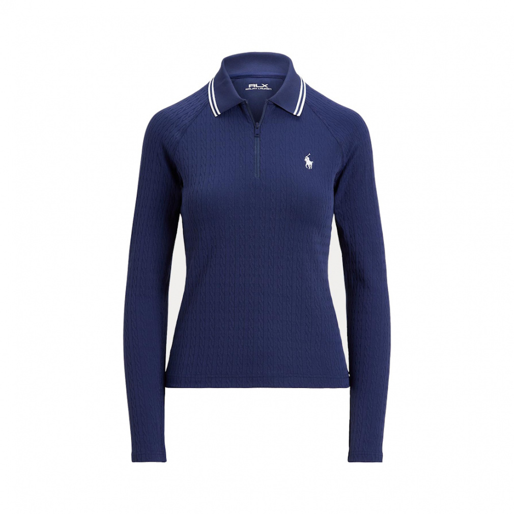 RALPH LAUREN Women's Golf Apparel Cable Quarter Zip Long Sleeve Polo Shirt FW25-2654