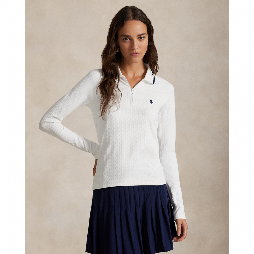 RALPH LAUREN Women's Golf Apparel Cable Quarter Zip Long Sleeve Polo Shirt FW25-2655