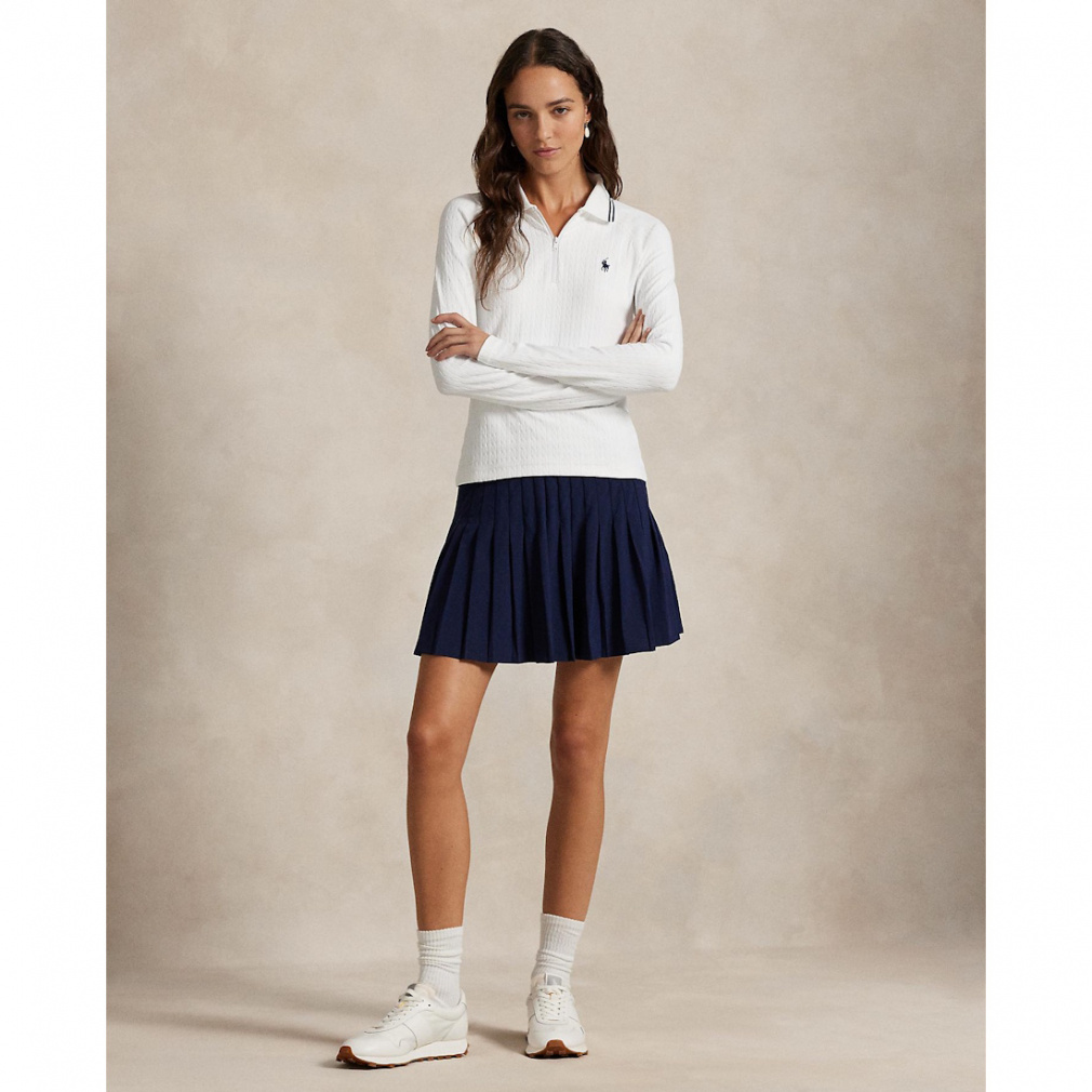 RALPH LAUREN Women's Golf Apparel Cable Quarter Zip Long Sleeve Polo Shirt FW25-2655