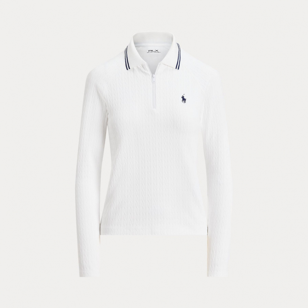 RALPH LAUREN Women's Golf Apparel Cable Quarter Zip Long Sleeve Polo Shirt FW25-2655