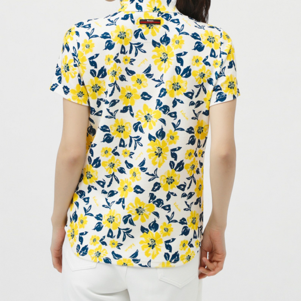 kolwin Women's Golf Apparel Floral Print Short Sleeve Half Zip Shirt KO-1H2005Z