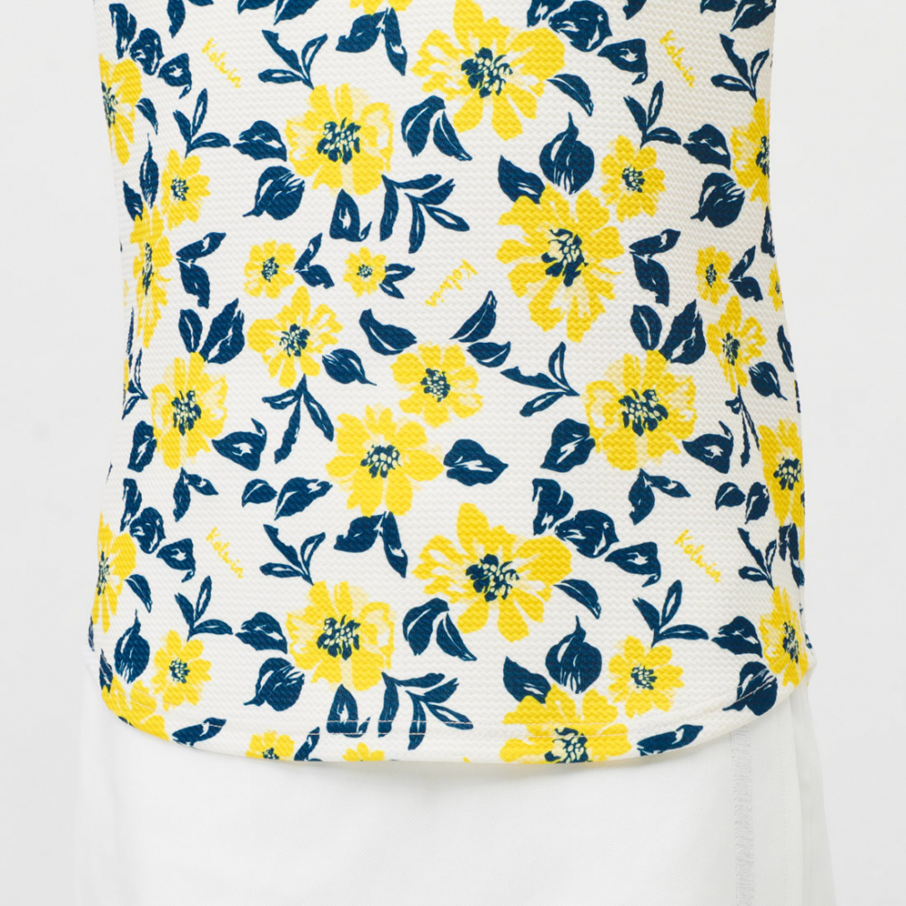 kolwin Women's Golf Apparel Floral Print Short Sleeve Half Zip Shirt KO-1H2005Z