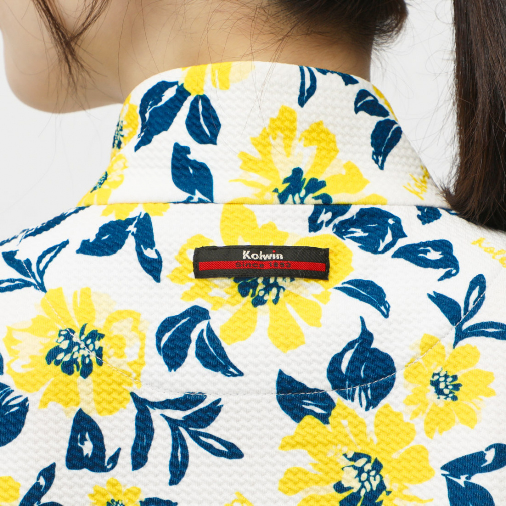 kolwin Women's Golf Apparel Floral Print Short Sleeve Half Zip Shirt KO-1H2005Z