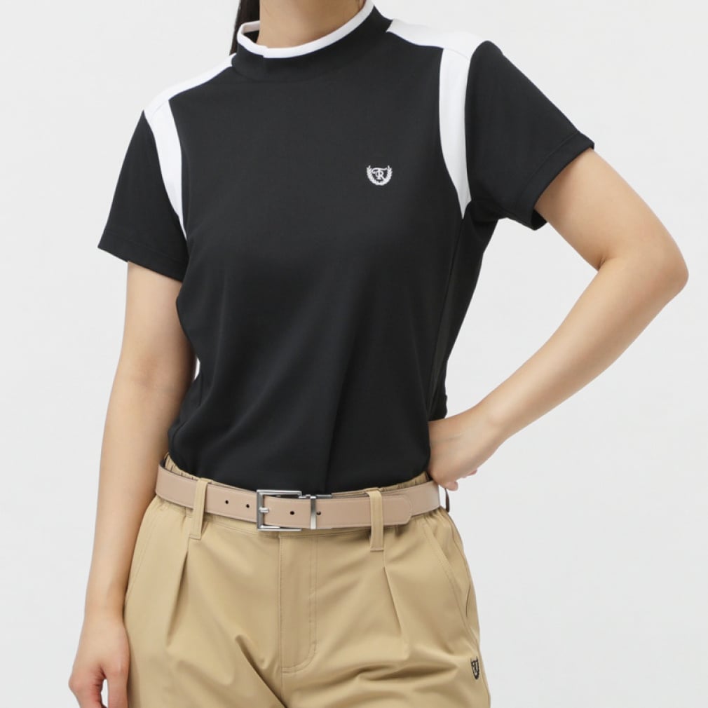 TIGORA Ladies' Golf Wear Heat Shielding UV Cut Pique Panel Short Sleeve Mock Shirt TR-1H2115H