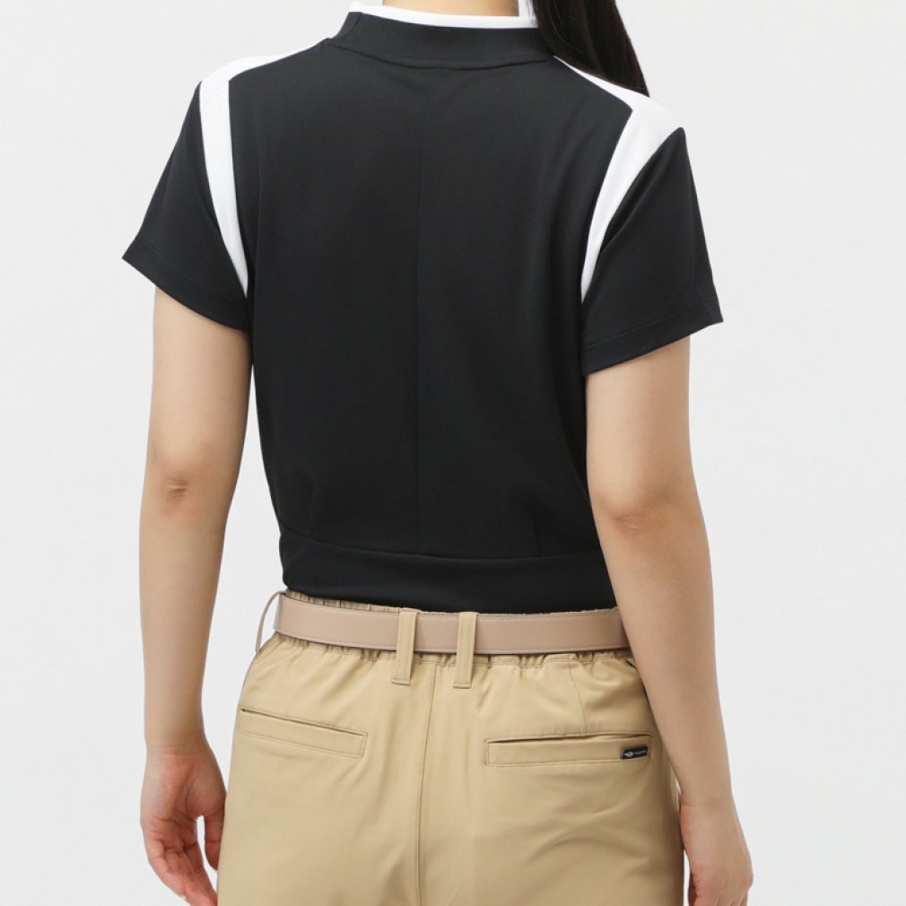TIGORA Ladies' Golf Wear Heat Shielding UV Cut Pique Panel Short Sleeve Mock Shirt TR-1H2115H