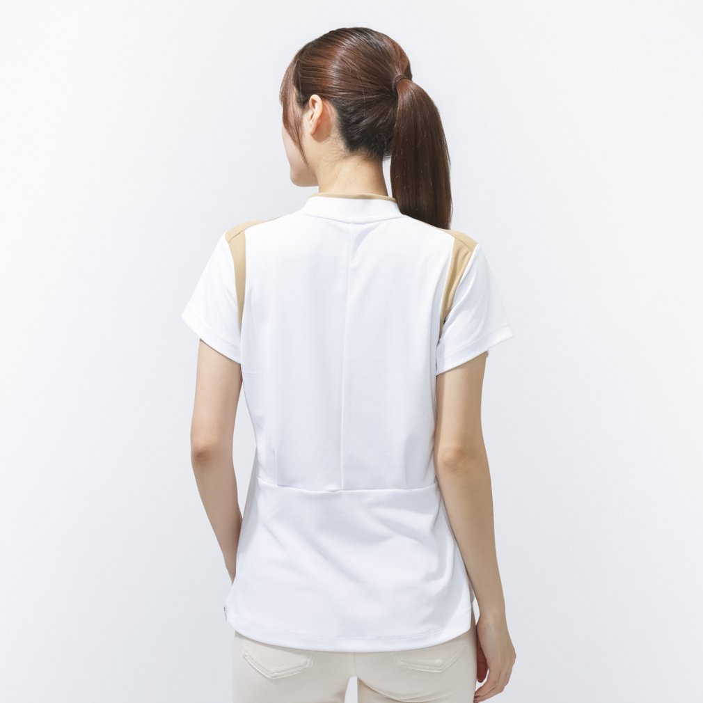 TIGORA Ladies' Golf Wear Heat Shielding UV Cut Pique Panel Short Sleeve Mock Shirt TR-1H2115H