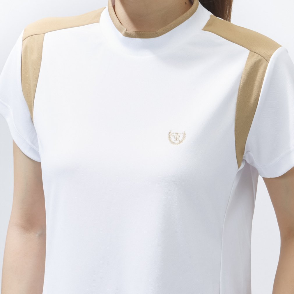 TIGORA Ladies' Golf Wear Heat Shielding UV Cut Pique Panel Short Sleeve Mock Shirt TR-1H2115H