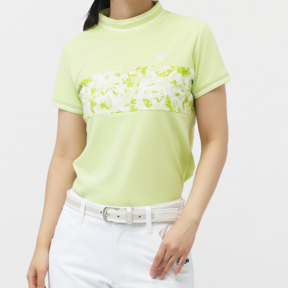 TIGORA Ladies' Golf Wear Heat Shielding UV Cut Pique Pattern Panel Short Sleeve Mock Shirt TR-1H2135H
