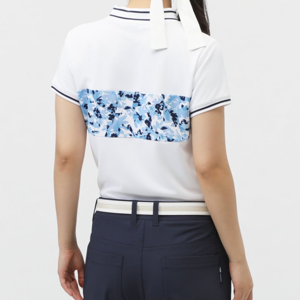 TIGORA Ladies' Golf Wear Heat Shielding UV Cut Pique Pattern Panel Short Sleeve Mock Shirt TR-1H2135H