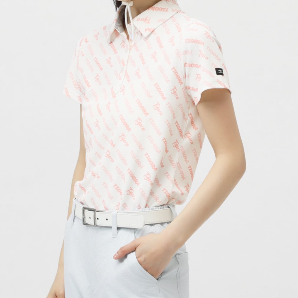 TIGORA Women's Golf Apparel iCOOL Heat Shielding UV Patterned Polo Shirt TR-1H2025P-C
