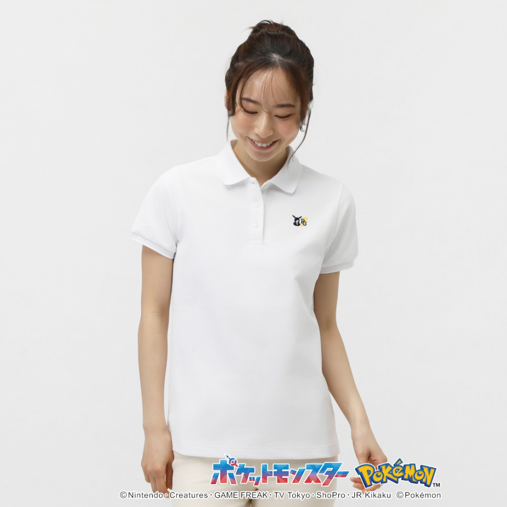 PEARLY GATES Women's Golf Apparel [Pokemon] Pikachu Border Style Pique Short Sleeve Polo Shirt 0555160332