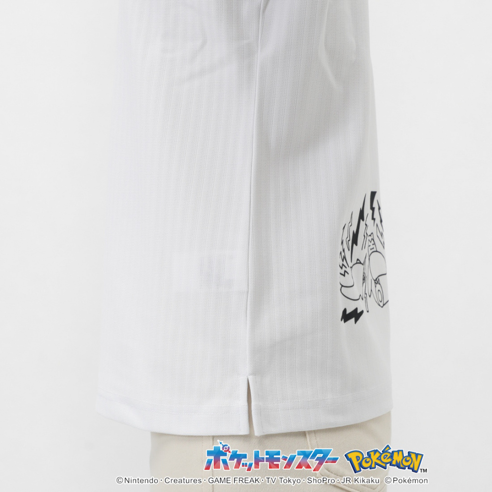 PEARLY GATES Women's Golf Apparel [Pokemon] (Pikachu, Slowpoke, Snorlax, Psyduck) Reverse Pique Stripe Style Short Sleeve Polo Shirt 0555160334