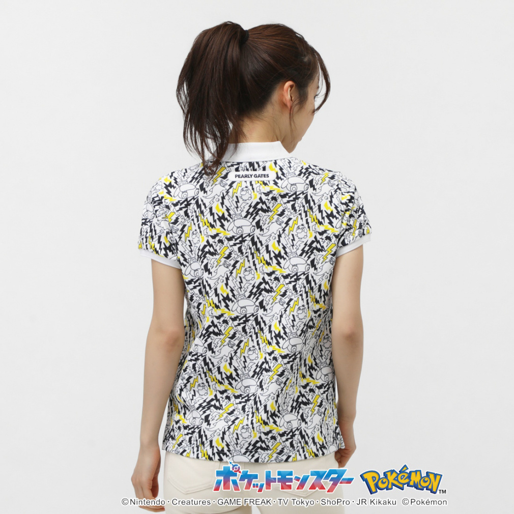 PEARLY GATES Women's Golf Apparel [Pokemon] (Pikachu, Slowpoke, Snorlax, Psyduck) All-Over Print Short Sleeve Polo Shirt 0555160336