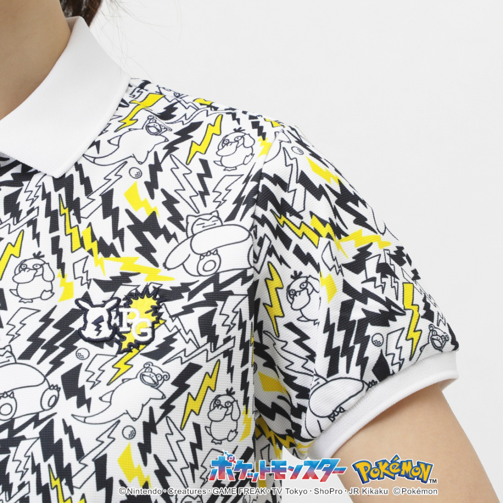 PEARLY GATES Women's Golf Apparel [Pokemon] (Pikachu, Slowpoke, Snorlax, Psyduck) All-Over Print Short Sleeve Polo Shirt 0555160336