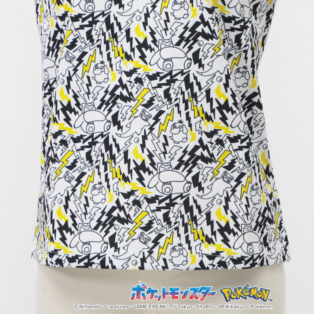 PEARLY GATES Women's Golf Apparel [Pokemon] (Pikachu, Slowpoke, Snorlax, Psyduck) All-Over Print Short Sleeve Polo Shirt 0555160336