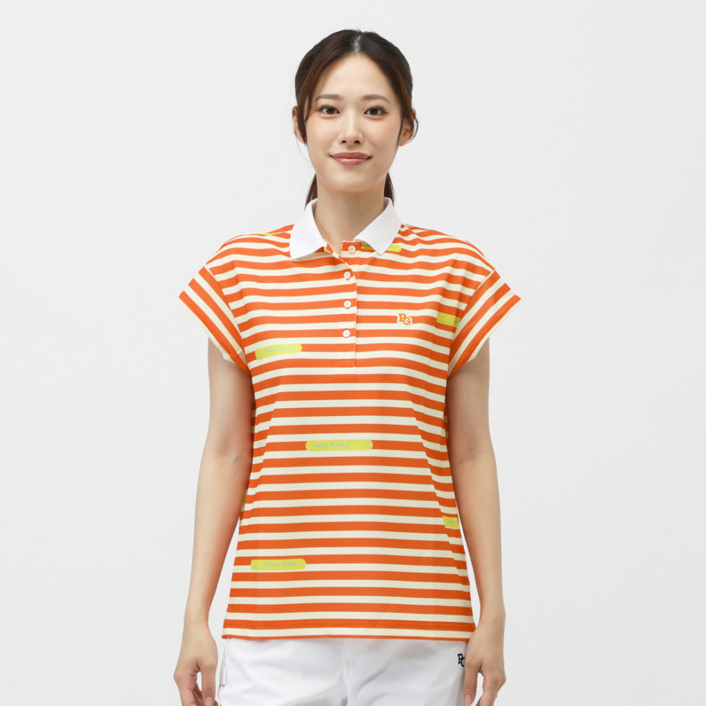 PEARLY GATES Women's Golf Apparel 4-Way Popcorn Short Sleeve Polo Shirt (Border Pattern) 0555160516