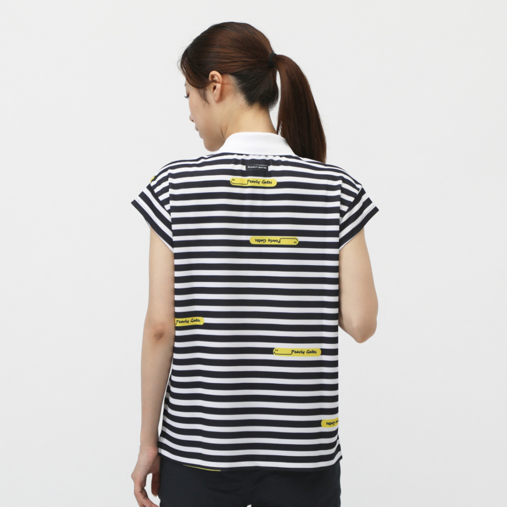 PEARLY GATES Women's Golf Apparel 4-Way Popcorn Short Sleeve Polo Shirt (Border Pattern) 0555160516
