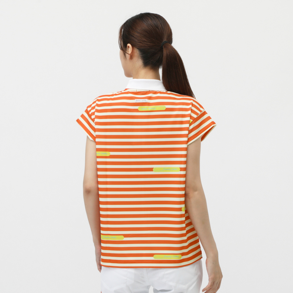 PEARLY GATES Women's Golf Apparel 4-Way Popcorn Short Sleeve Polo Shirt (Border Pattern) 0555160516