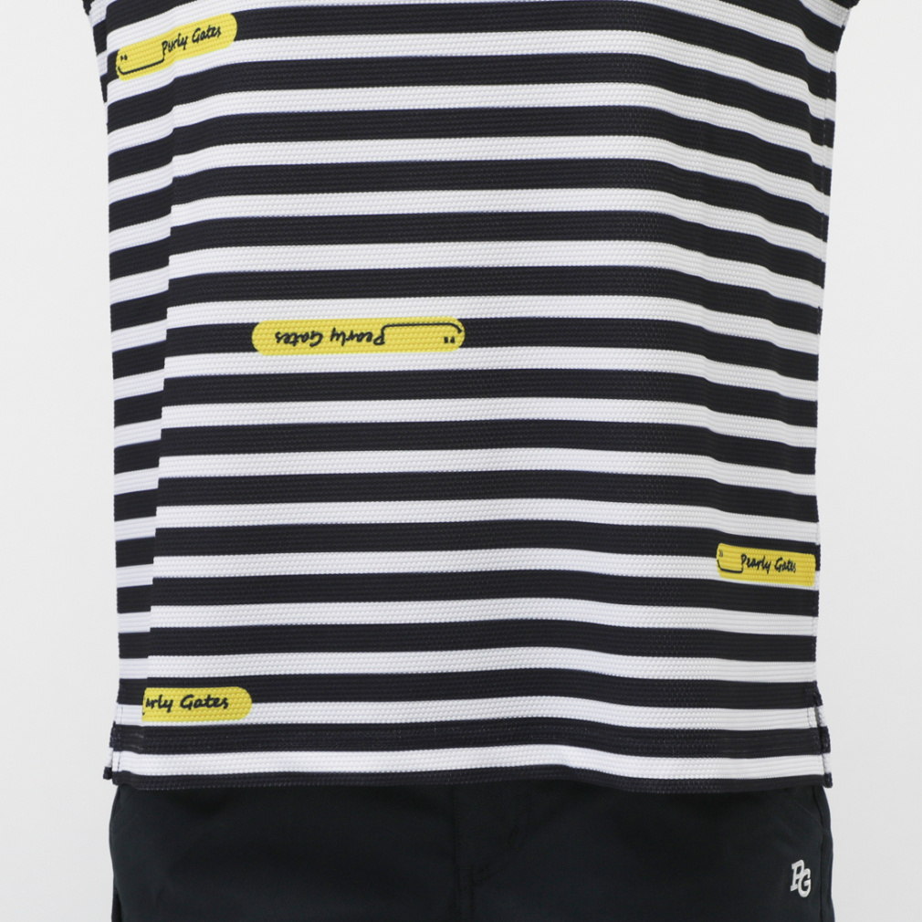 PEARLY GATES Women's Golf Apparel 4-Way Popcorn Short Sleeve Polo Shirt (Border Pattern) 0555160516