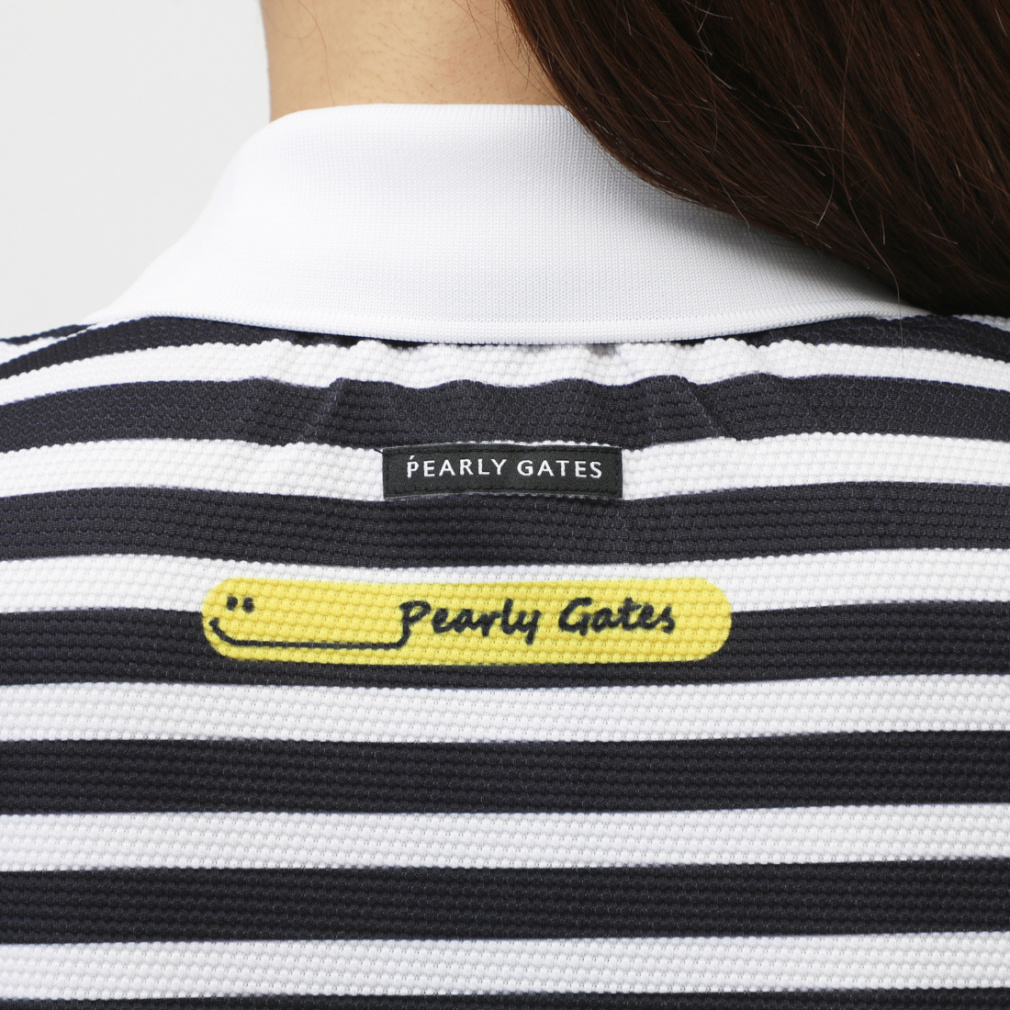 PEARLY GATES Women's Golf Apparel 4-Way Popcorn Short Sleeve Polo Shirt (Border Pattern) 0555160516