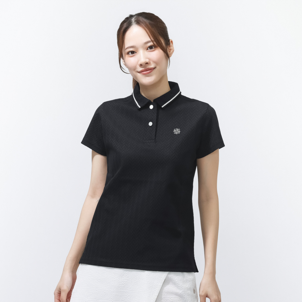 St ANDREWS Women's Golf Apparel Herringbone Jacquard Short Sleeve Polo 0436160202
