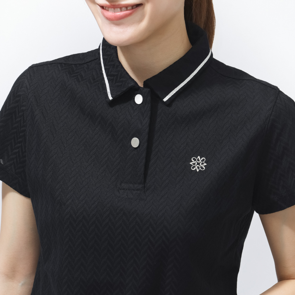 St ANDREWS Women's Golf Apparel Herringbone Jacquard Short Sleeve Polo 0436160202