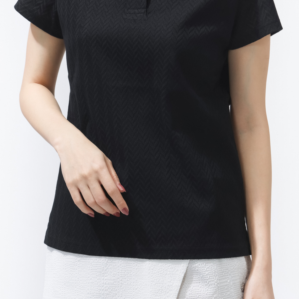 St ANDREWS Women's Golf Apparel Herringbone Jacquard Short Sleeve Polo 0436160202