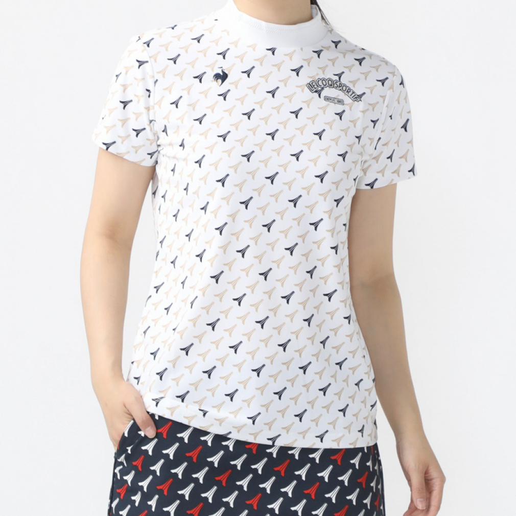 le coq sportif golf Women's Golf Wear [Stretch Forcer] Eiffel Pattern Mock Neck Shirt QGWXJA05