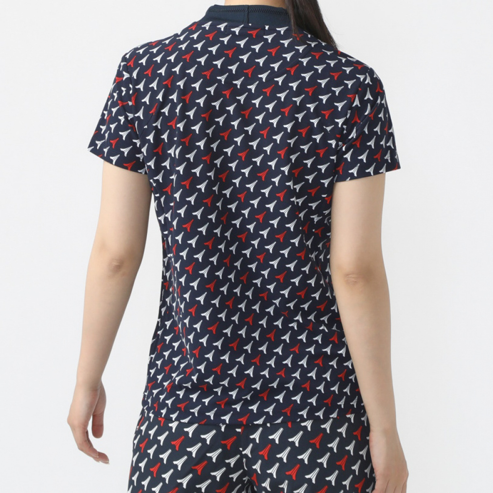 le coq sportif golf Women's Golf Wear [Stretch Forcer] Eiffel Pattern Mock Neck Shirt QGWXJA05