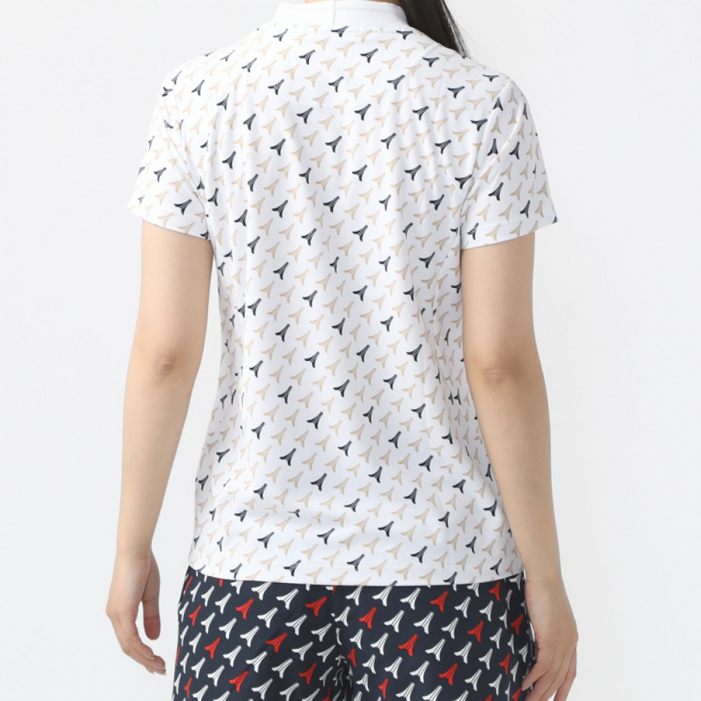le coq sportif golf Women's Golf Wear [Stretch Forcer] Eiffel Pattern Mock Neck Shirt QGWXJA05