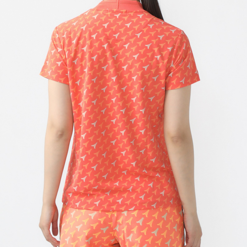 le coq sportif golf Women's Golf Wear [Stretch Forcer] Eiffel Pattern Mock Neck Shirt QGWXJA05
