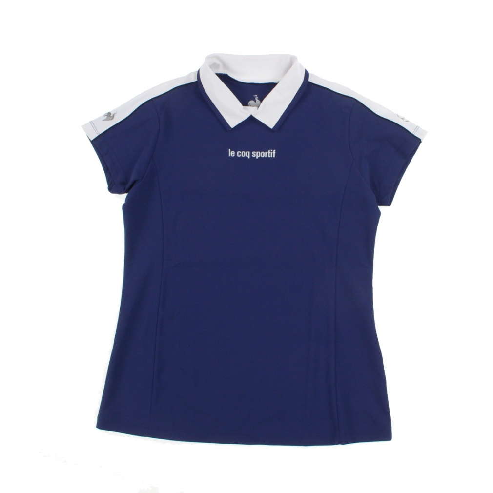 le coq sportif golf Women's Golf Wear [RIJOUME] High Neck Modified Collar Short Sleeve Shirt / SUNSCREEN QGWXJA25