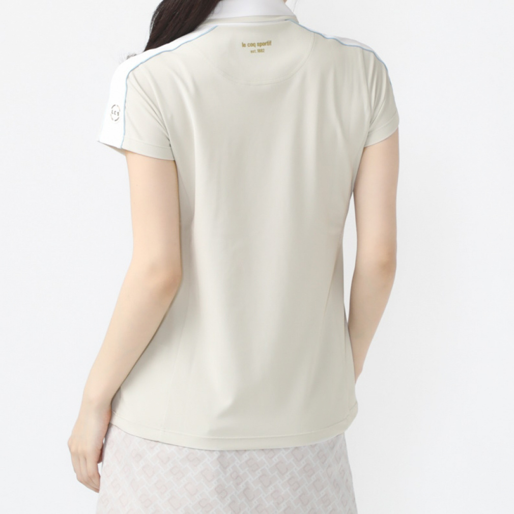 le coq sportif golf Women's Golf Wear [RIJOUME] High Neck Modified Collar Short Sleeve Shirt / SUNSCREEN QGWXJA25