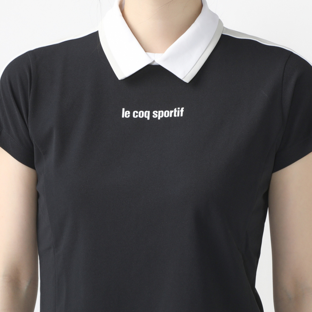 le coq sportif golf Women's Golf Wear [RIJOUME] High Neck Modified Collar Short Sleeve Shirt / SUNSCREEN QGWXJA25