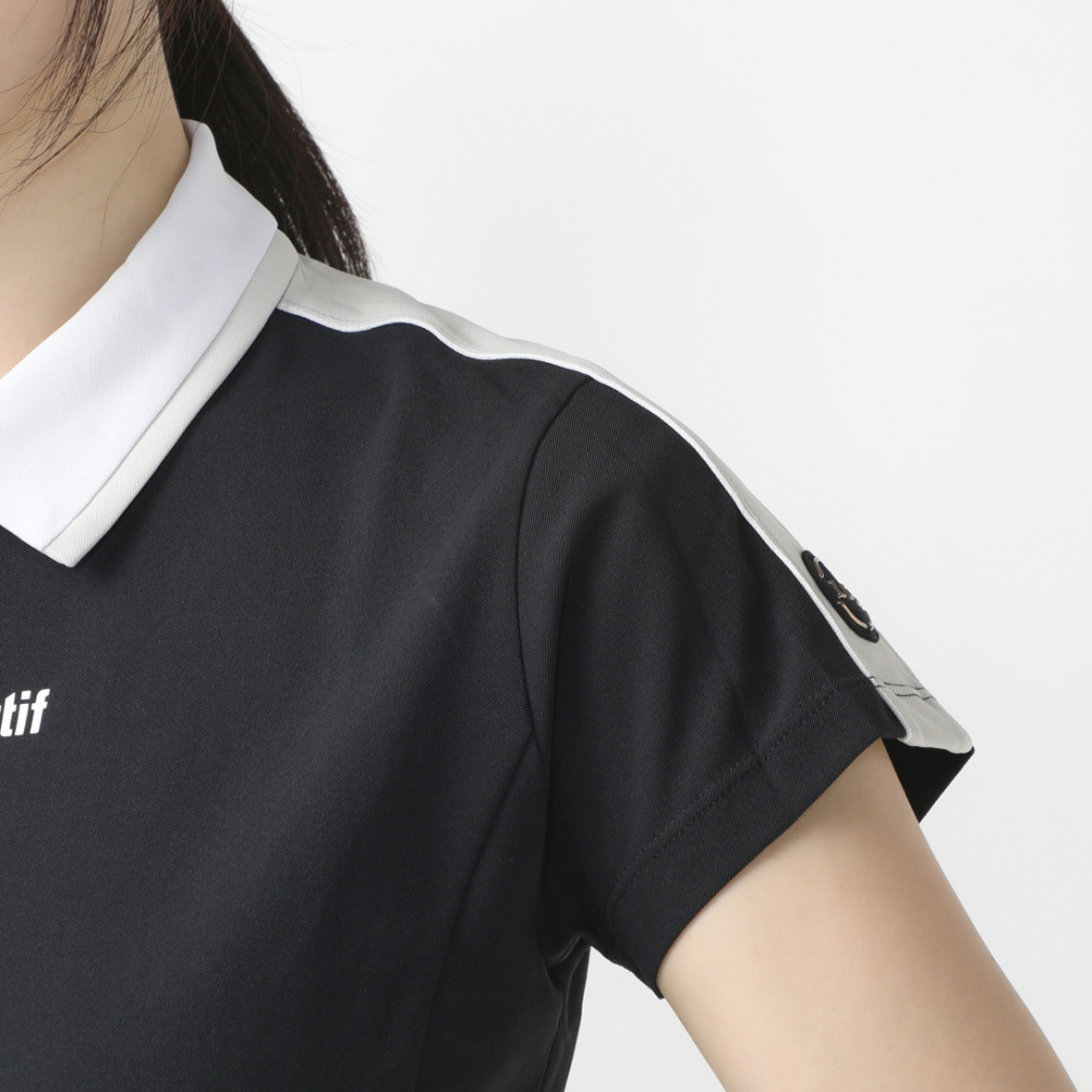 le coq sportif golf Women's Golf Wear [RIJOUME] High Neck Modified Collar Short Sleeve Shirt / SUNSCREEN QGWXJA25