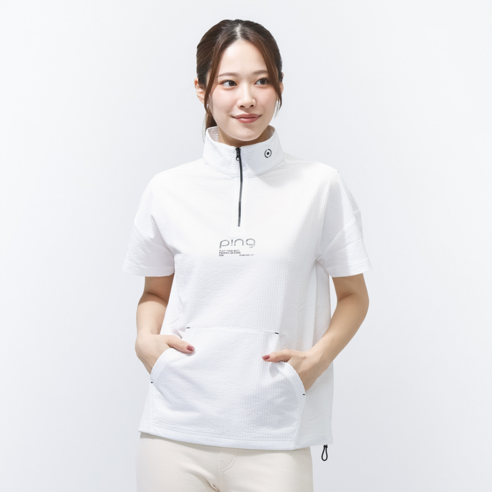 PING Women's Golf Apparel PE Seersucker Short Sleeve Half Zip Shirt 6226167500