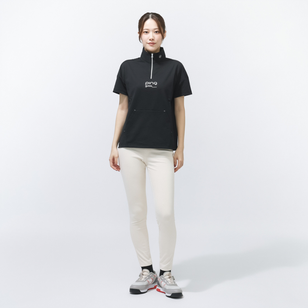 PING Women's Golf Apparel PE Seersucker Short Sleeve Half Zip Shirt 6226167500