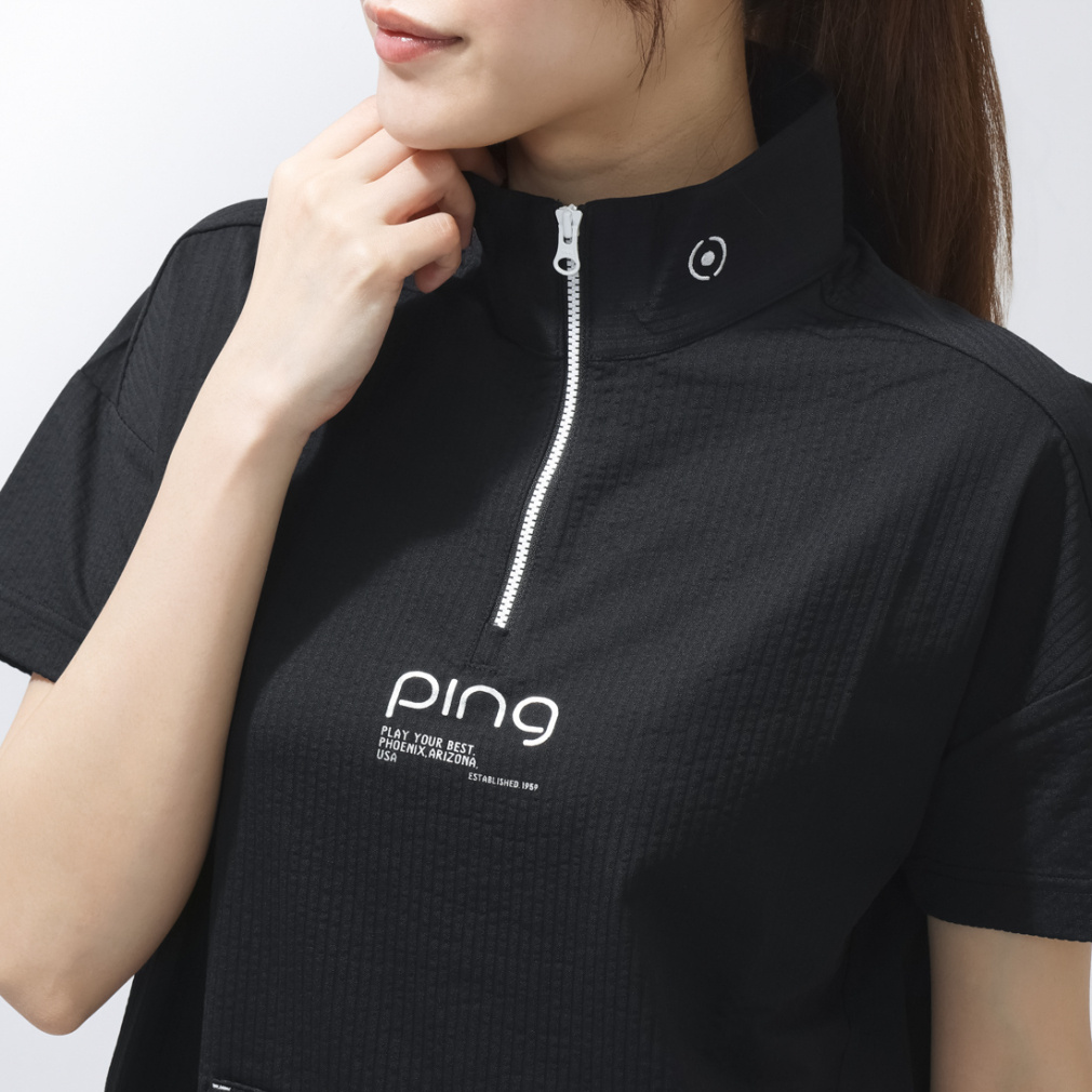 PING Women's Golf Apparel PE Seersucker Short Sleeve Half Zip Shirt 6226167500