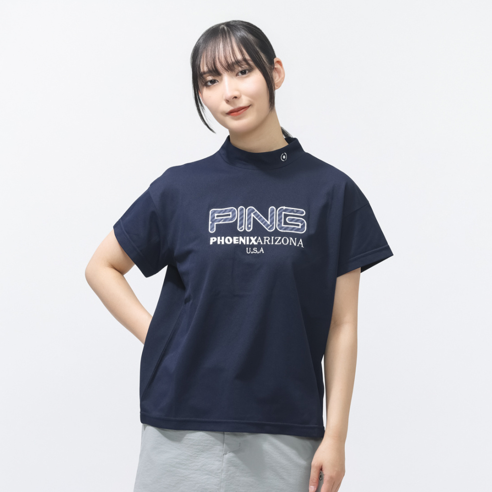 PING Women's Golf Apparel Applique Short Sleeve High Neck Shirt 6226167200