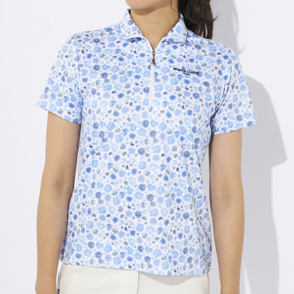 marie claire Women's Golf Wear Short Sleeve High Neck Shirt 714603